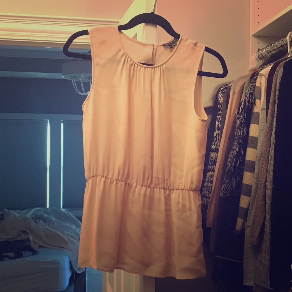Theory blush pink peplum top